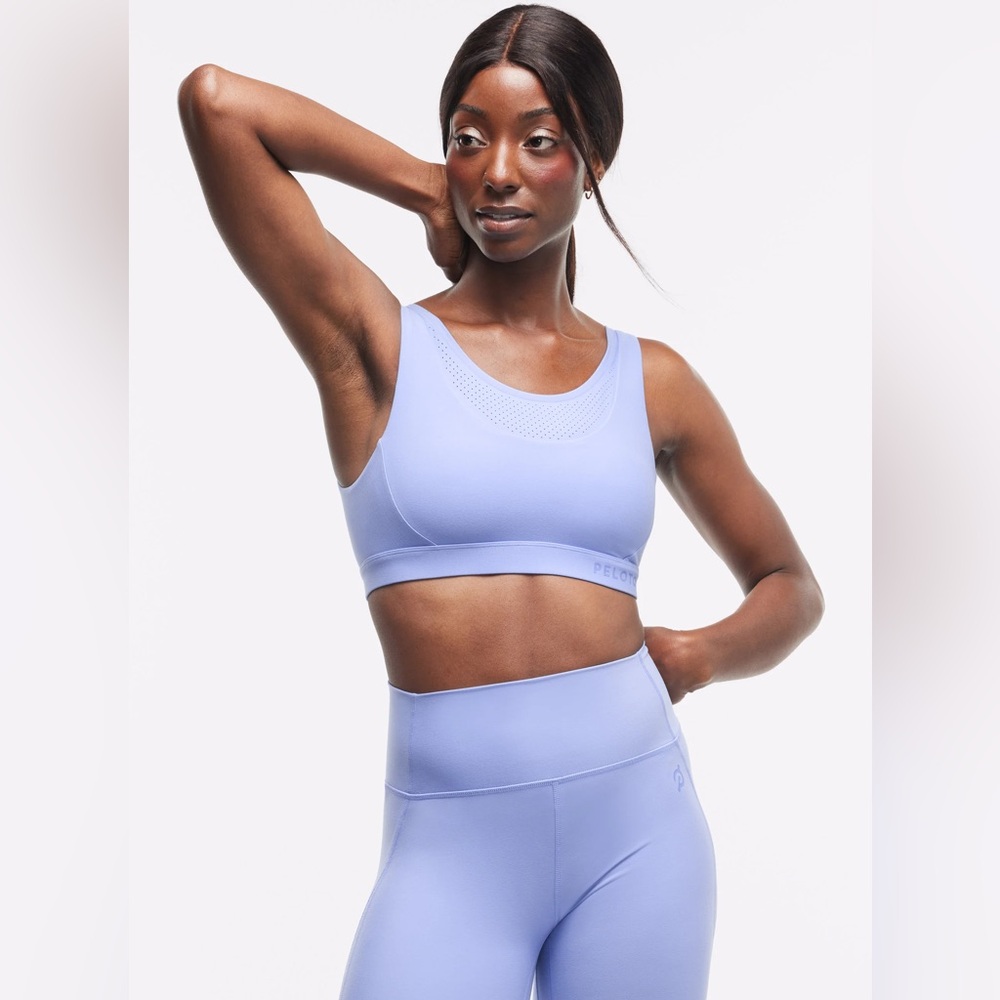 NWT Peloton Cadent Laser Perforated Sports Bra Small Ice Blue Lavender Lilac